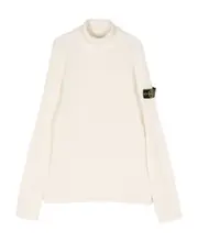 Stone Island Junior Compass-Patch Roll-Neck Jumper 8Y,14Y,10Y natural white
