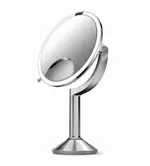 [Simplehuman] Sensor TRIO rechargeable cosmetic mirror with touch control and LED lighting, 1x / 5x / 10x magnification - Shade: brushed stainless steel