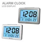 LCD Digital Display Alarm Clock Time Desk Blue Back Light Temperature Date Calen