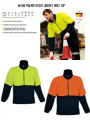 Hi-Vis Half Zip Polar Fleece Safety Jacket Jumper with Utility Pocket on Sleeve