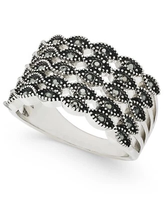 INC International Concepts INC Silver-Tone Crystal Multi-Row Basket Weave Ring