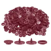200 Set Plastic Snaps T5 Round Resin No-Sew Button Fasteners Kit, Deep Red
