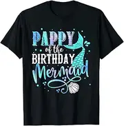 [X.Style] Pappy of The Birthday Mermaid Family Matching Party Squad ds1365 T-Shirt (M) Black