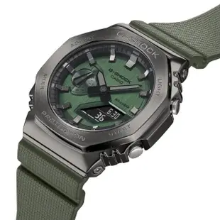 【CASIO 卡西歐】G-SHOCK 農家橡樹 時尚金屬八角雙顯腕錶 母親節 禮物(GM-2100B-3A)