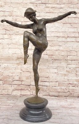 SIGNED EGYPTIAN DANCER BRONZE SCULPTURE BY CHIPARUS LOST WAX METHOD STATUE GIFT