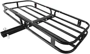 MaxxHaul 70107 53" x 19-1/2" Hitch Cargo Carrier - Trailer Mount Steel with High Side Rails for RV's, Trucks, SUV's, Vans, Cars 2" Receiver 500-lb Load Capacity, Black