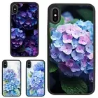 For iPhone XS 11 12 13 14 15 16 Pro Max blue flower hydrangea Anti scratch Cover