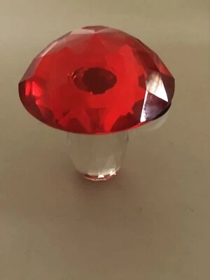 VIDALI COLLECTION ART GLASS HAND BLOWN MUSHROOM FIGURINE RED 4”