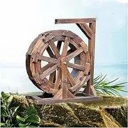 Garden Decoration Water Feature Wheel Fountain Terrace Garden Water Feature Feng Shui Wheel/Retro Rustic Water Pump Wooden Design Fountain, Balcony Garden Garden (Size : 80cm(31.5inch))