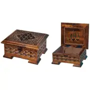 5 SIZES WOODEN QURAN BOX, LIGHT BROWN OUTSIDE, VELVET INSIDE AND VARIOUS COLORS