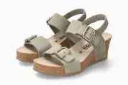 Mephisto Women's Lissandra Lt. Khaki Sandvel 892 Platform Wedge Heel Sandals