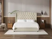My Style Winged Headboard & Slimline Base - King / Batiste Nougat / Standard Base