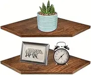 Homode Corner Shelf Wall Mount, Set of 2 Floating Corner Shelf Organizer for TV Accessories, Speaker, Cable Box, Game Console, Storage for Bathroom Kitchen Living Room Bedroom, Rustic Brown