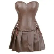 Plus Size Sexy PU Dresses Corsets Skirt Gothic Punk Steampunk Corset Overbust