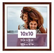 10x10 Frame Walnut With White Picture Mat For 10x10 Photo - Walnut 13x13 Frame T