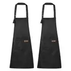 2pcs Adjustable Kitchen Cooking Aprons 80x70cm Cotton Art Apron Black