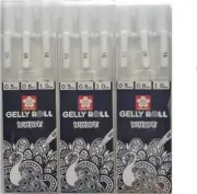 Gelly Roll White Gel Pens White Assorted Sizes, 05 Fine / 08 Medium / 10 Bold -