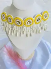 Yellow Beads Chocker / Necklace + Box