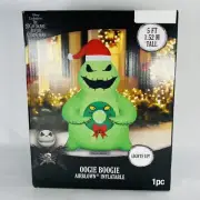 New! 5 ft Disney Oogie Boogie & Wreath Nightmare Before Christmas Inflatable