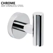 Polished Chrome Round Single Robe Hook Clothes Holder Coat Hat Hanger Wall Mount