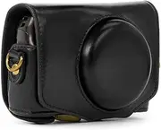 [INPETS] Retro PU Leather Camera Bag Hard Shell Cover with Digital Camera Strap Fit for Canon Fit for Powershot SX740 HS SX730 HS SX720 HS (Color : Black)