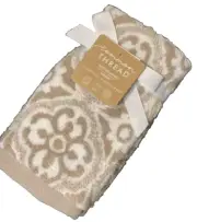 SET OF 2 Common Thread Bamboo Textured Fingertip Towels Multicolor Wht Damask