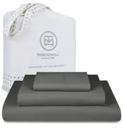 Threadmill Luxury 800 Thread Count 100% Cotton Sheets - Dark Grey Sateen Weav...