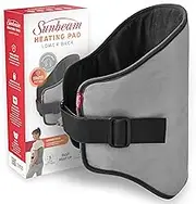 Sunbeam Electric Heating Pad for Lower Back | Adjustable Fit, 5 Heat Settings to Soothe Muscles, Fast Heat-Up, Safety Auto-Off, Soft Washable Fabric, Wellness Product, Grey HPB5400