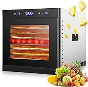 Fruit Dehydrator with 8 Stainless Steel Trays, 700w Dehydrator Food Dryer with 24hr Timer and 35-75°c Temperature Adjustable, Food Dehydrator for Jerky Vegetables Fruits Meat Dog Treats Herbs