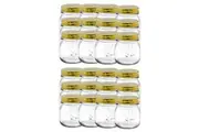 24pc Lemon & Lime 300ml Roma Glass Jars Preserve Jar Container w Gold Lids