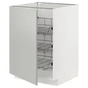 METOD base cabinet with wire baskets, white/Havstorp light grey, 60x60x80 cm
