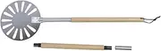RASTKY 9 Inch Stainless Steel Perforated Pizza Turning Peel with 79cm & 120cm Wooden Handles - Lightweight and Non-Slip Pizza Turner for Oven Transfer - for Home and Outdoor Baking