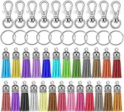 [Zintan] 50Pcs Keychain Tassle Bulk, Swivel Hooks with Key Rings and Tassels Bulk for Keychain Crafts（Random Color）