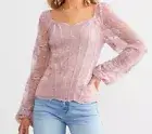 Willow and Root MED Floral Lace Corset Top Wood rose Mauve Feminine Romantic NWT