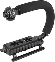WANGCL Video Action Stabilizing Handle Grip Handheld Stabilizer with 3 Hot Shoe Video Recording Stabilizer with Anti-Slip Foam Grip for All DSLR Camera DV Camera