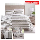 Elegant Chenille Striped Quilt Set for King Size Beds - Year-Round Comfort
