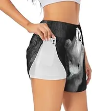 [JEJEA] Polar Bear Print Summer High-Waisted Athletic Shorts Women's Running Workout Shorts, Ideal for Gym Yoga Casual