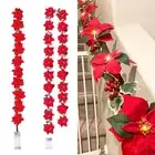 2/3m 10/20LED Poinsettia Flowers Holly Leaf Garland String Lights Decor Home