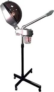 Hair Steamer for Deep Conditioning, Adjustable Mobile Beauty Salon Steam Machine for Hair, Scalp, Face, 2 in 1 Professional Standing Steamer