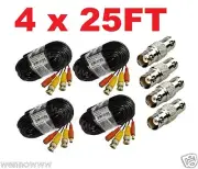 (4) Pack 25ft Pre-made All-in-One Video and Power for Q-See CCTV Security Camera