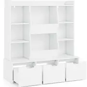 Babyjoy Bookcase Toy Storage Organizer w/Upper Display Shelf Versatile Storage Cabinet White