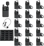 AGJ Wireless Tour Guide System Rechargeable 1 Transmitter 15 Receivers 1 Charger Simultaneous Interpretation System Court Church Translation System for Training Factory Tour Group Teaching Conference