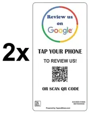 2x Social Media Smart Contactless NFC Google 'Review Us' Sticker Tap + QR Code
