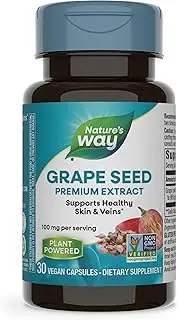 Nature's Way Premium Extract Standardized Grape Seed with Vitamin C 95% Polyphenols, 30 Vcaps