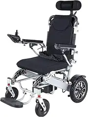 Foldable Electric Wheelchair with Headrest, Adjustable Backrest All Terrain Electric Wheelchair, Dual Motor 24V20AH Lithium Battery