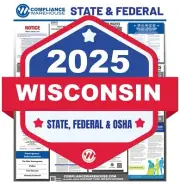 2025 Wisconsin WI State/Fed Labor Law All In 1 Compliance Poster Paper/Laminated