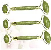 Baluue 3Pcs Jade Facial Massage Tool Portable Skin Care Roller for Redness Relief and Puffiness Reduction Lightweight Beauty Push Stick for Home and Travel Use Green