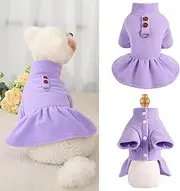 Dog Dress with Harness, Dog Dresses for Small Dogs, Winter Dog Clothes for Small Dogs Girl, Cute Princess Birthday Dog Dresses for Extra Small Dogs Pet Cat Apparel (Purple, M)