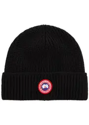 Canada Goose Arctic Disc Ribbed Wool Beanie, Beanie, Ribbed - Black One Size