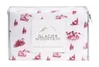 GLACIER MOUNTAIN Winter Scene Red on White TWIN Bed SHEET SET COTTON Flannel New